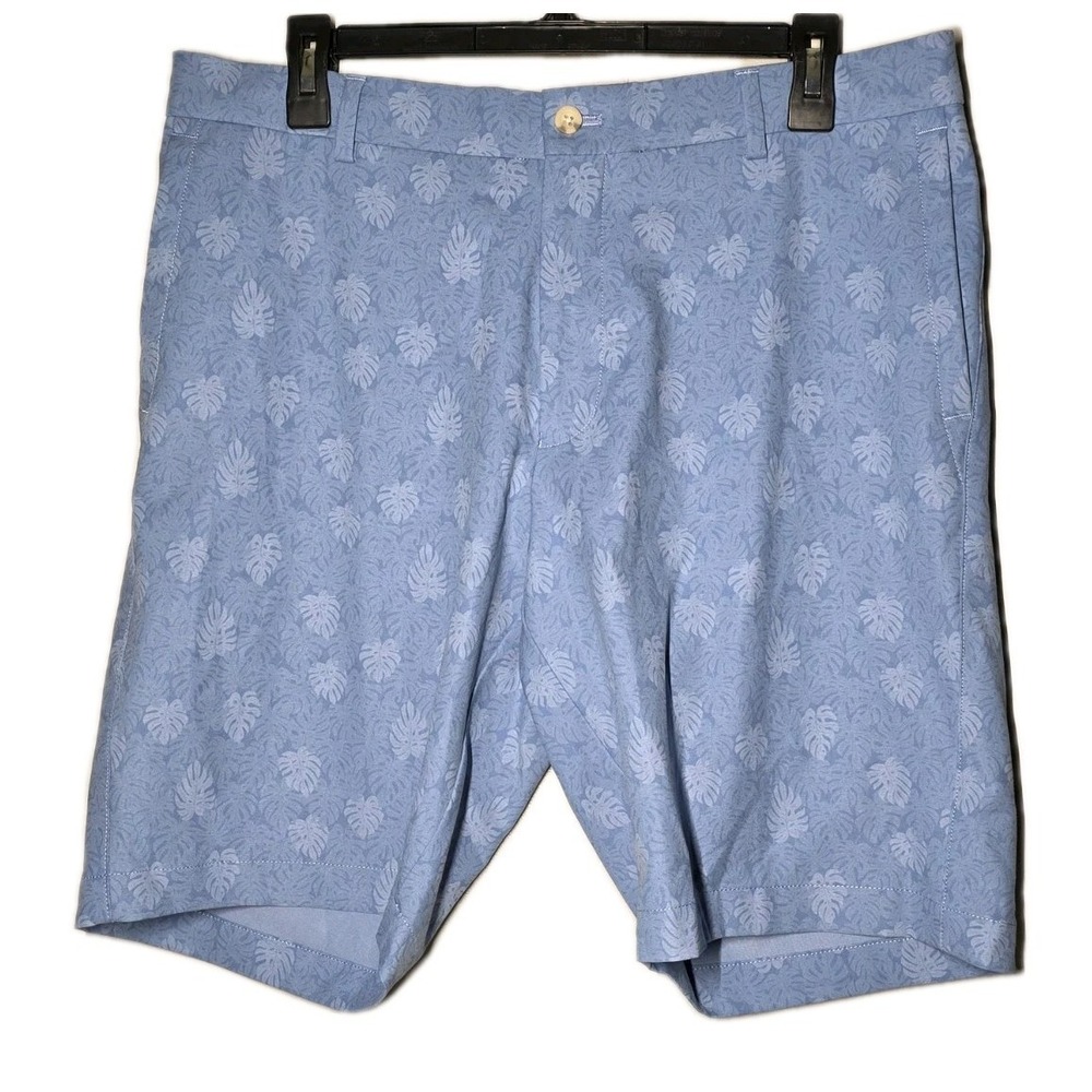 Peter Millar Crown Sport Mens Blue Floral Palm Tree Print Golf Shorts Size 34